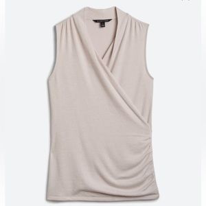 41 Hawthorn Beige Benni Wrap Front Ruched Knit Top